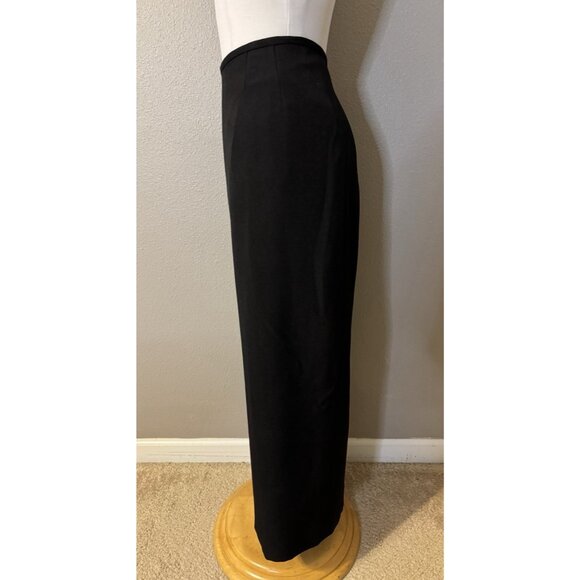 Kasper Midi Maxi Skirt 16 Black Lined Stretch Polyester Career Suit Coordinate - Picture 3 of 9